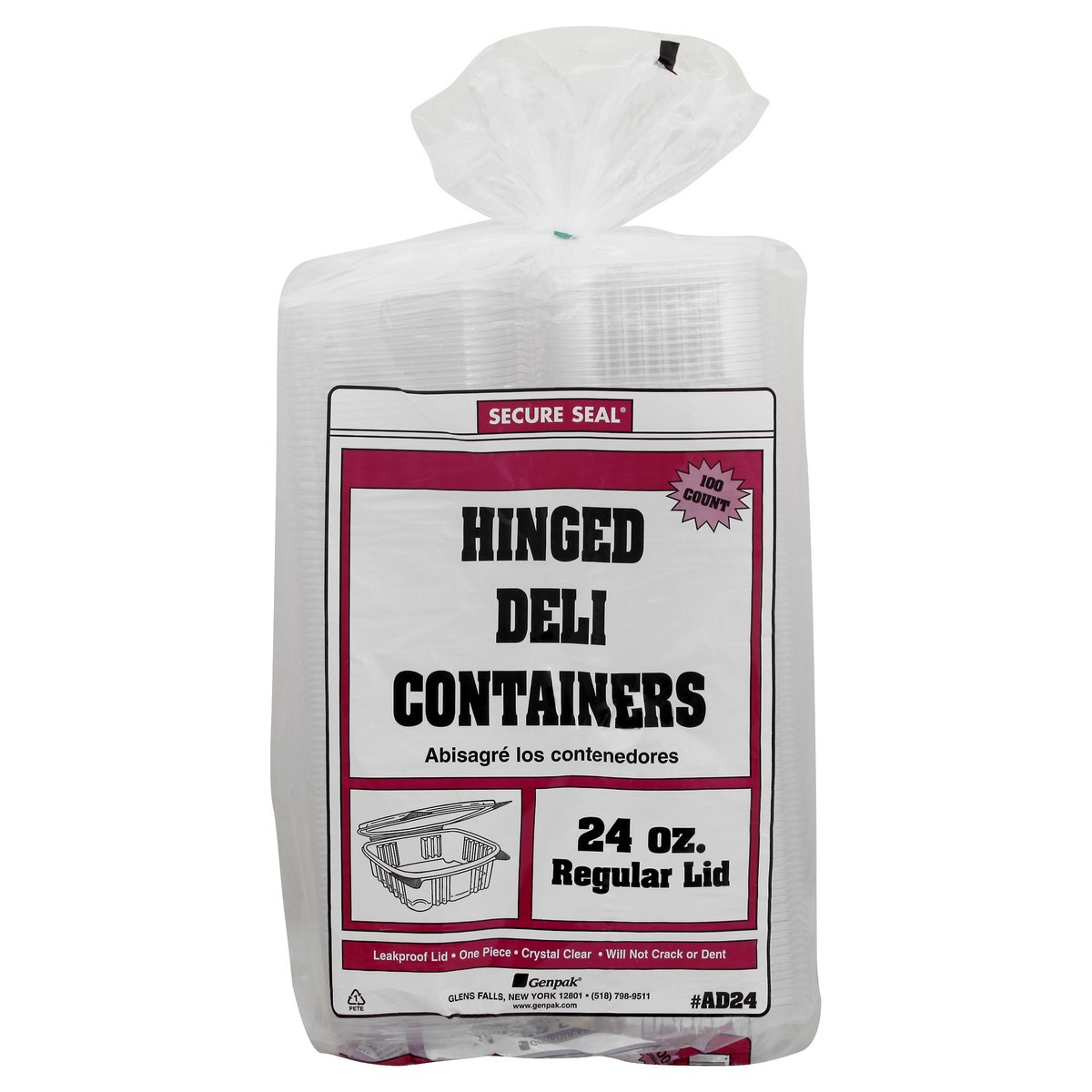 slide 11 of 11, Secure Seal Hinged 24 Ounce Deli Containers 100 ea, 100 ct