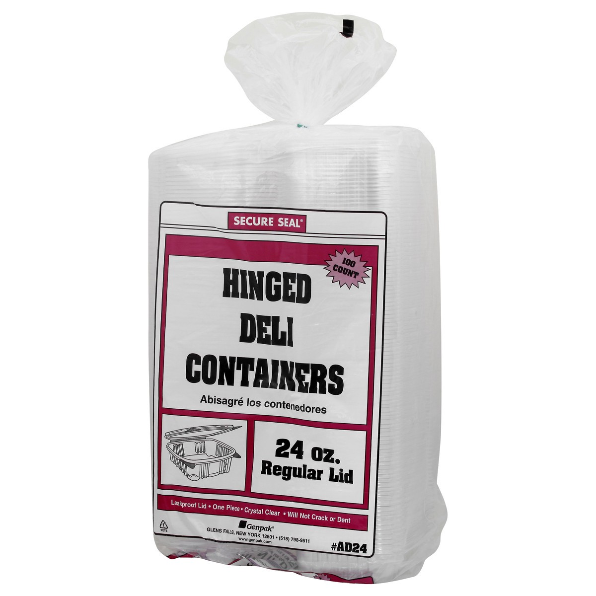 slide 4 of 11, Secure Seal Hinged 24 Ounce Deli Containers 100 ea, 100 ct