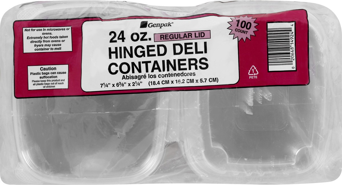 slide 3 of 11, Secure Seal Hinged 24 Ounce Deli Containers 100 ea, 100 ct