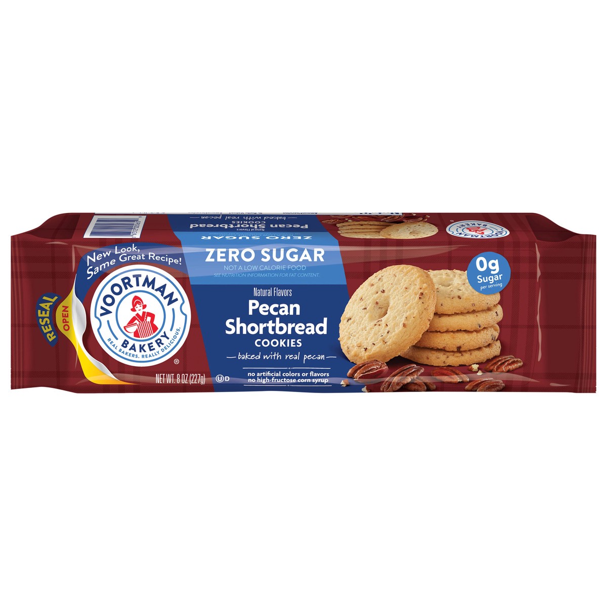 slide 1 of 11, VOORTMAN Bakery Zero Sugar Pecan Shortbread Cookies 8 oz, 8 oz