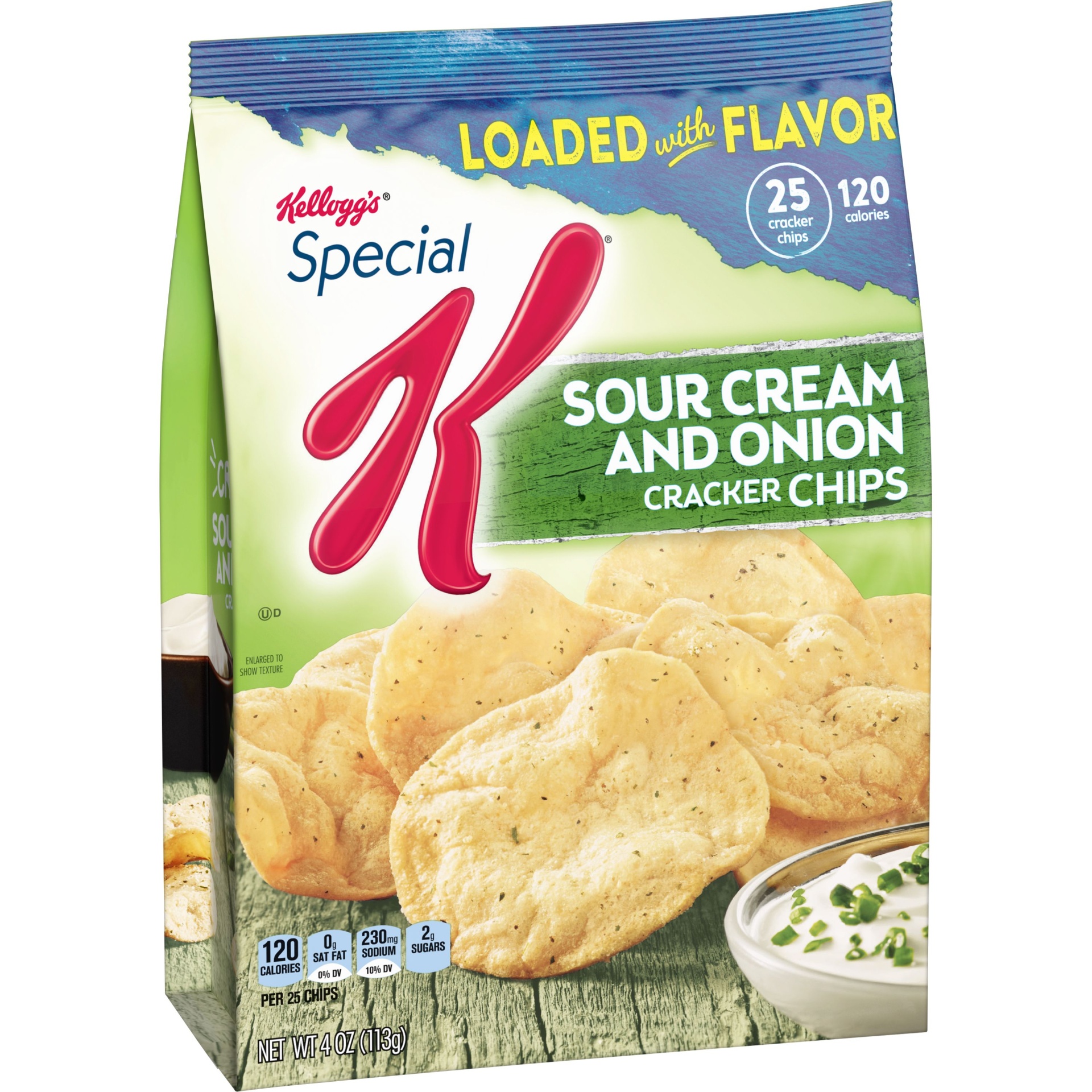 slide 1 of 7, Kellogg's Special K Sour Cream & Onion Cracker Chips, 4 oz