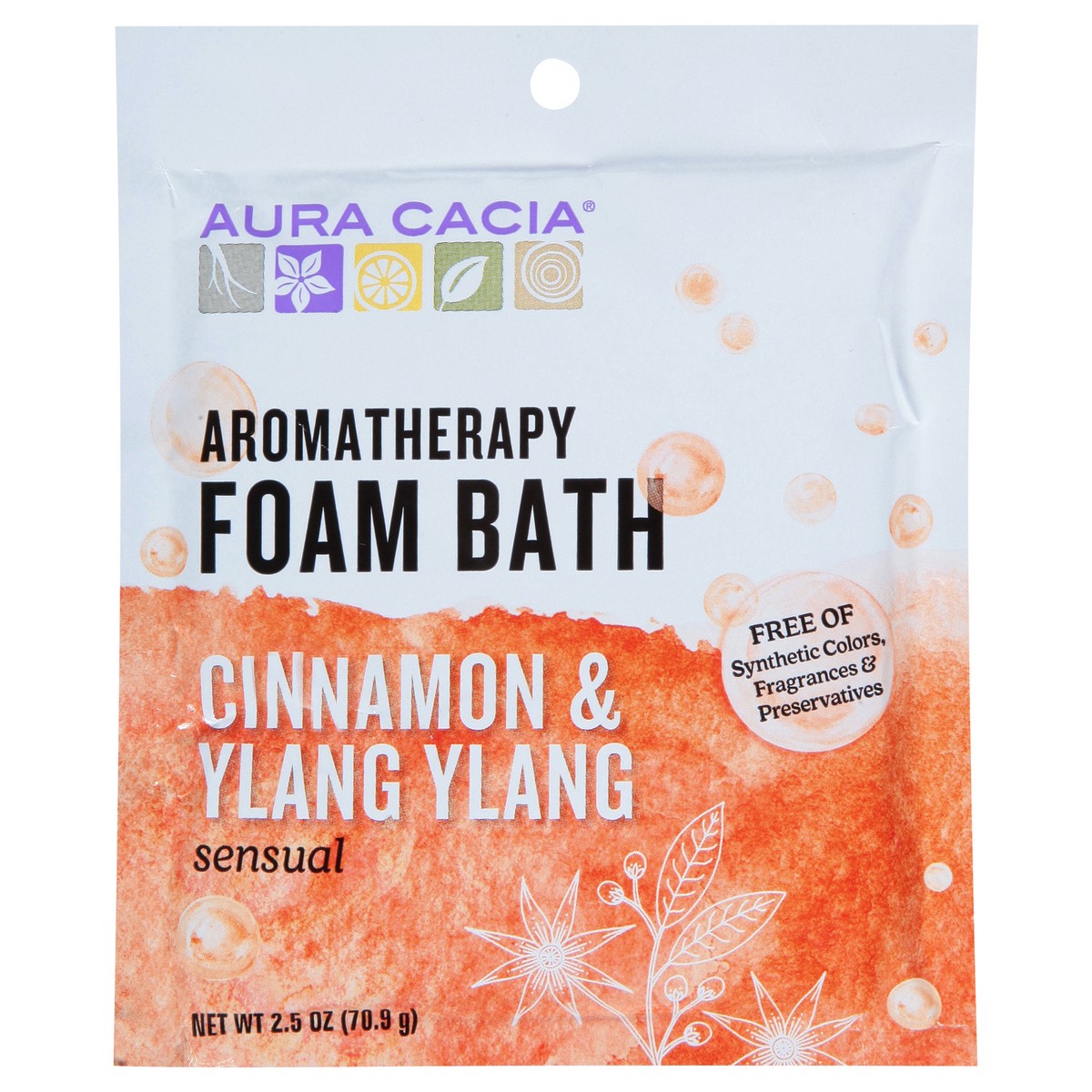 slide 12 of 12, Aura Cacia Sensual Aromatherapy Cinnamon & Ylang Ylang Foam Bath 2.5 oz, 2.5 oz