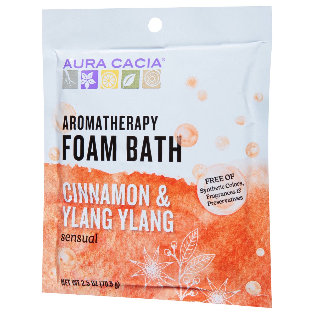 slide 9 of 12, Aura Cacia Sensual Aromatherapy Cinnamon & Ylang Ylang Foam Bath 2.5 oz, 2.5 oz