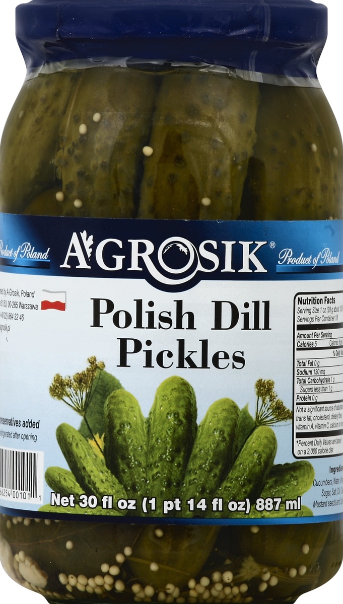 slide 2 of 2, A-Grosik Agrosik Polish Dill Pickles, 30 oz