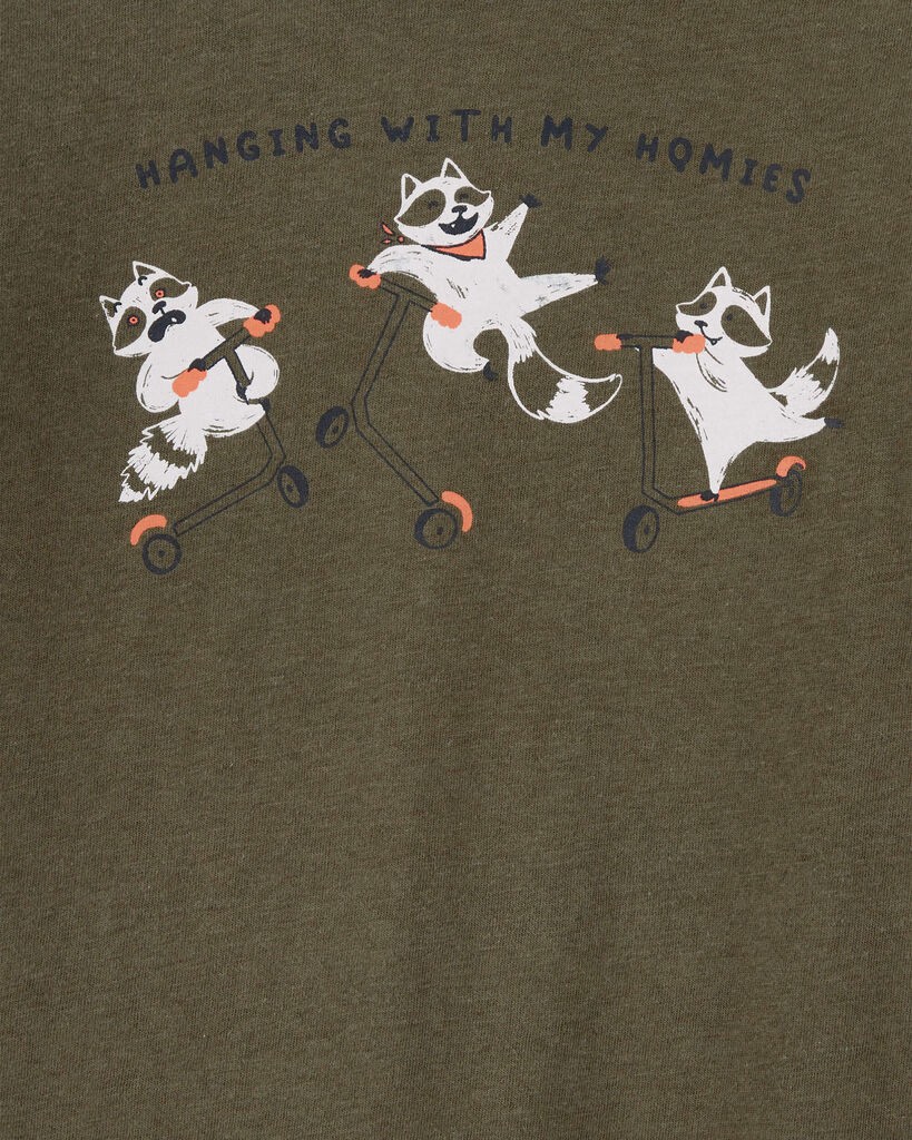 slide 2 of 2, Oshkosh Toddler Boy Raccoon Long-Sleeve Graphic Tee - Green Green 4T, 1 ct