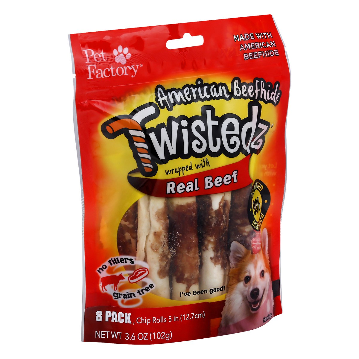 slide 2 of 9, Pet Factory Twistedz W/Beef, 8 ct