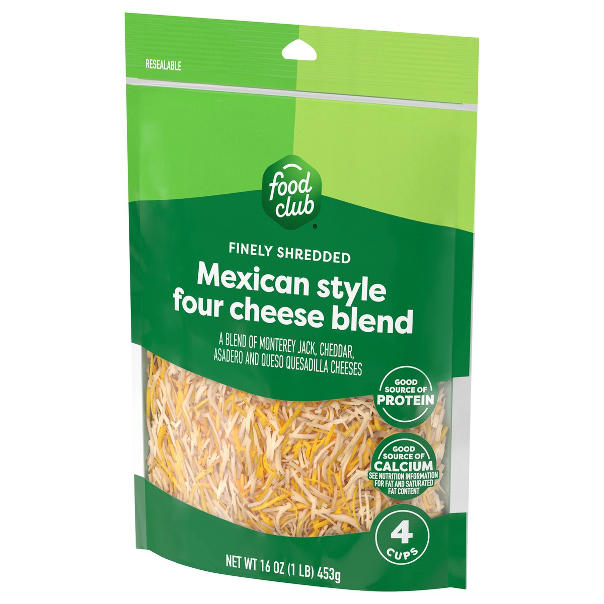 slide 4 of 4, Food Club Finely Shredded Mexican Style Four Cheese Blend 16 oz, 16 oz