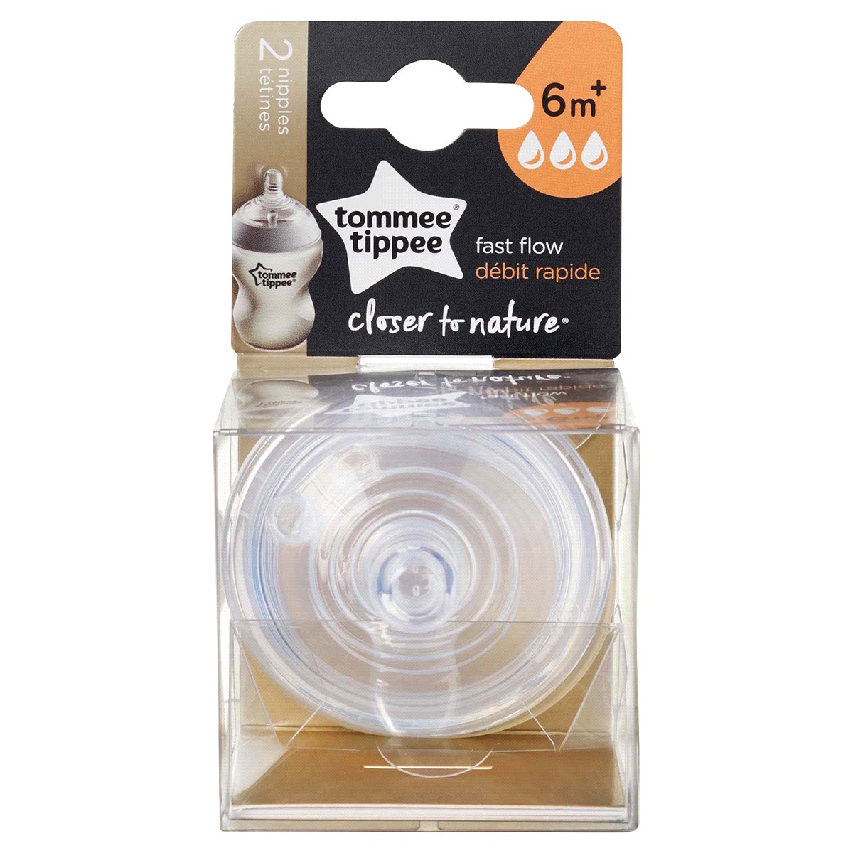 slide 2 of 3, Tommee Tippee Closer To Nature Fast Flow Baby Bottle Nipples - 2pk, 2 ct