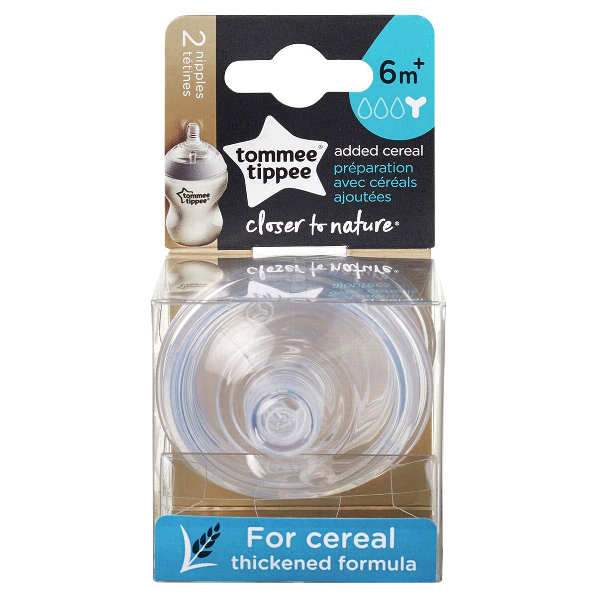 slide 2 of 3, Tommee Tippee Closer To Nature Added Cereal Nipple, 2 ct