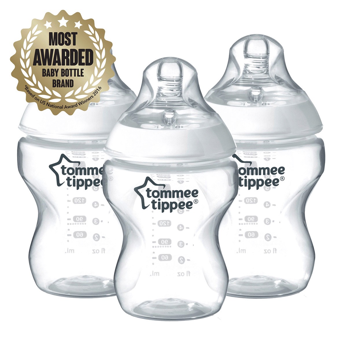 slide 8 of 8, Tommee Tippee Closer to Nature 0 Months+ 9 Ounce Baby Bottles 3 ea, 3 ct