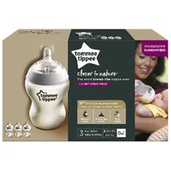 Tommee Tippee Closer to Nature 0 Months+ 9 Ounce Baby Bottles 3 ea