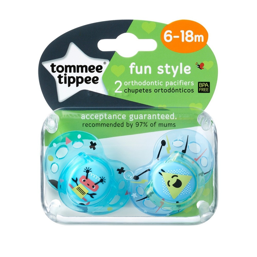 slide 10 of 15, Tommee Tippee Closer to Nature Fun Pacifiers 6-18m, 2 ct