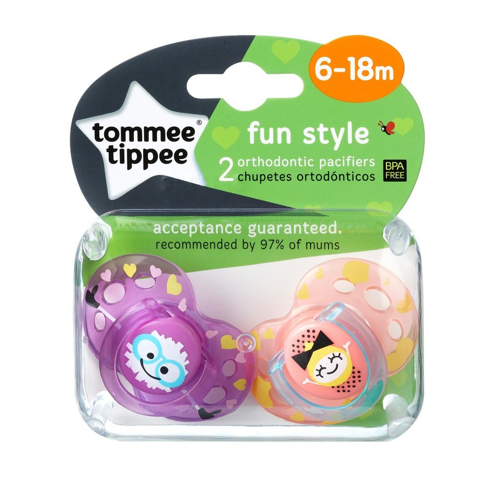 slide 11 of 15, Tommee Tippee Closer to Nature Fun Pacifiers 6-18m, 2 ct