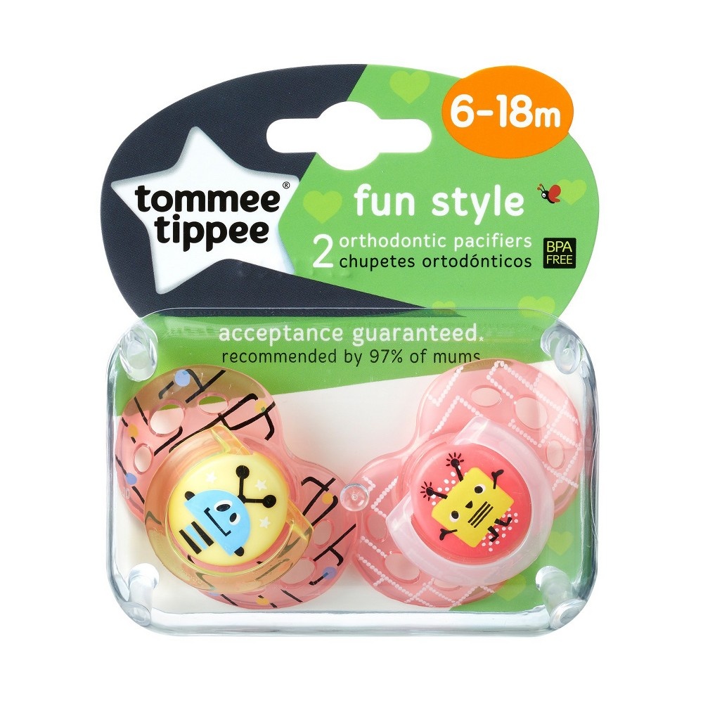 slide 14 of 15, Tommee Tippee Closer to Nature Fun Pacifiers 6-18m, 2 ct