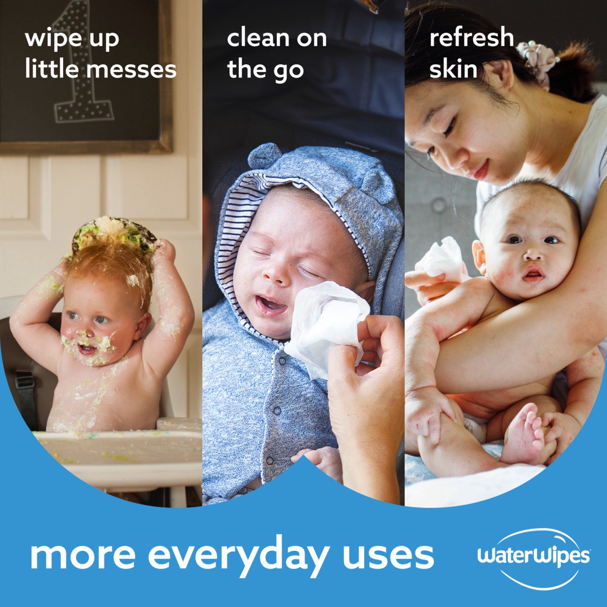 slide 3 of 5, WaterWipes Sensitive+ Newborn & Baby Wipes, 3-In-1 Cleans, Cares, Protects, 99.9% Water, Unscented & Hypoallergenic, 60 Count (1 Pack), 60 ct