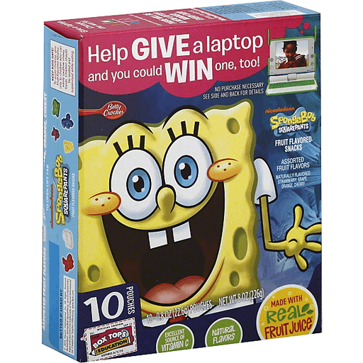 Betty Crocker SpongeBob Fruit Flavored Snacks Assorted Flavors 10 0
