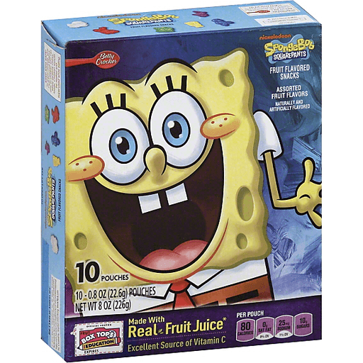 Betty Crocker SpongeBob Fruit Flavored Snacks Assorted Flavors 10 - 0 ...