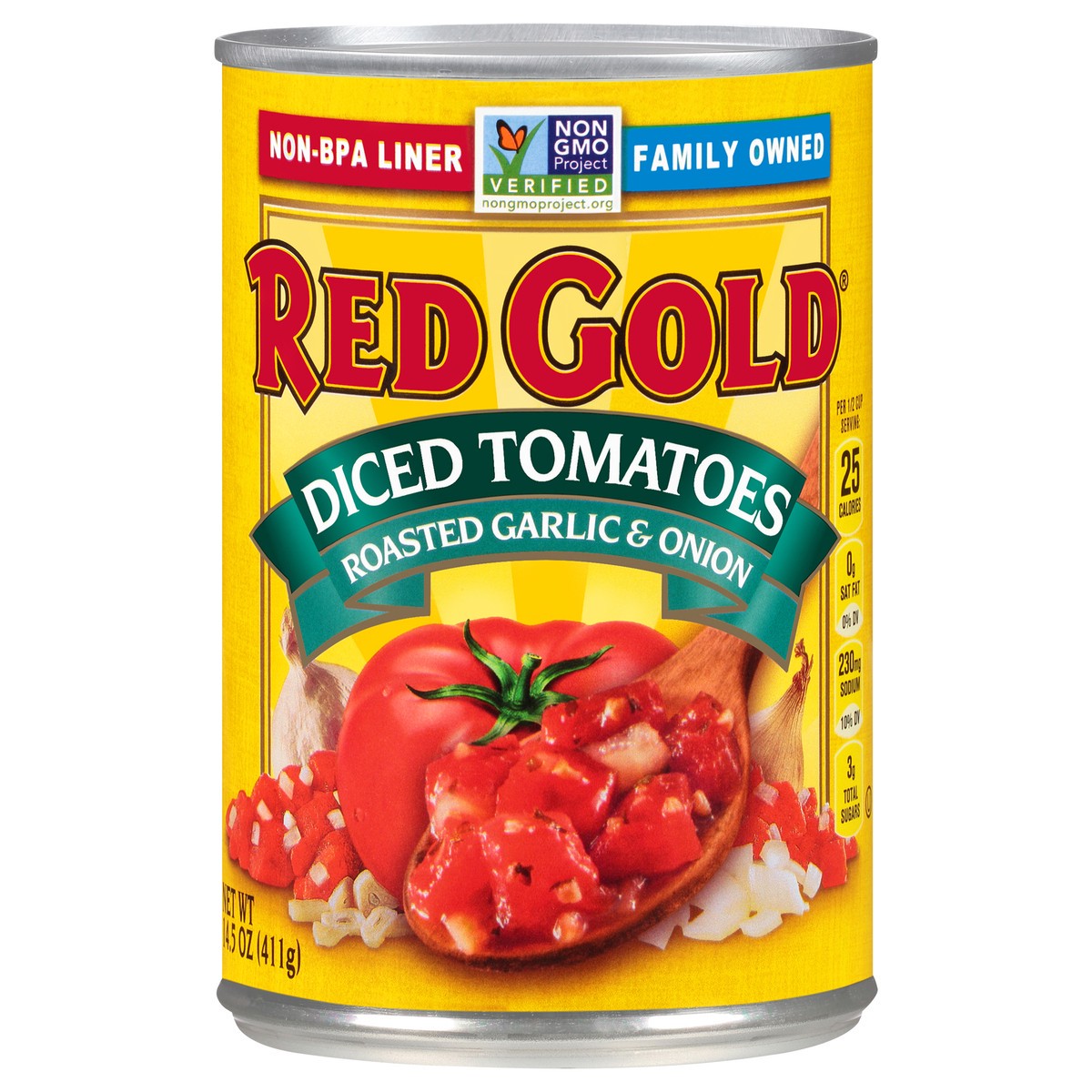 slide 1 of 2, Red Gold Diced Tomatoes Garlic - Onions, 14.5 oz