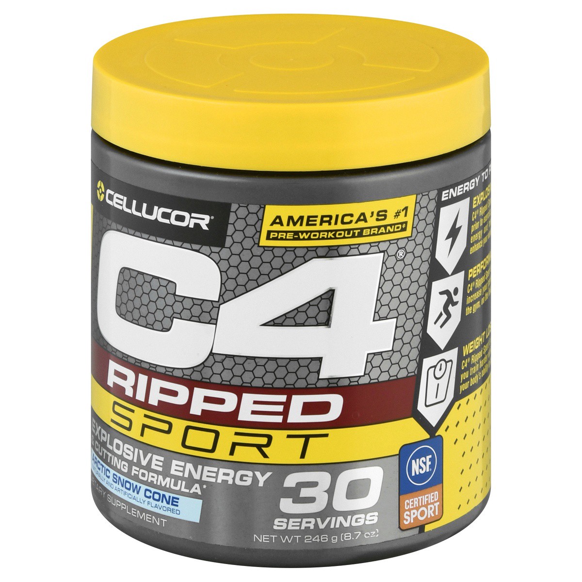 slide 3 of 9, Cellucor C4 Arctic Snow Cone Ripped Sport Pre-Workout, 8.68 oz