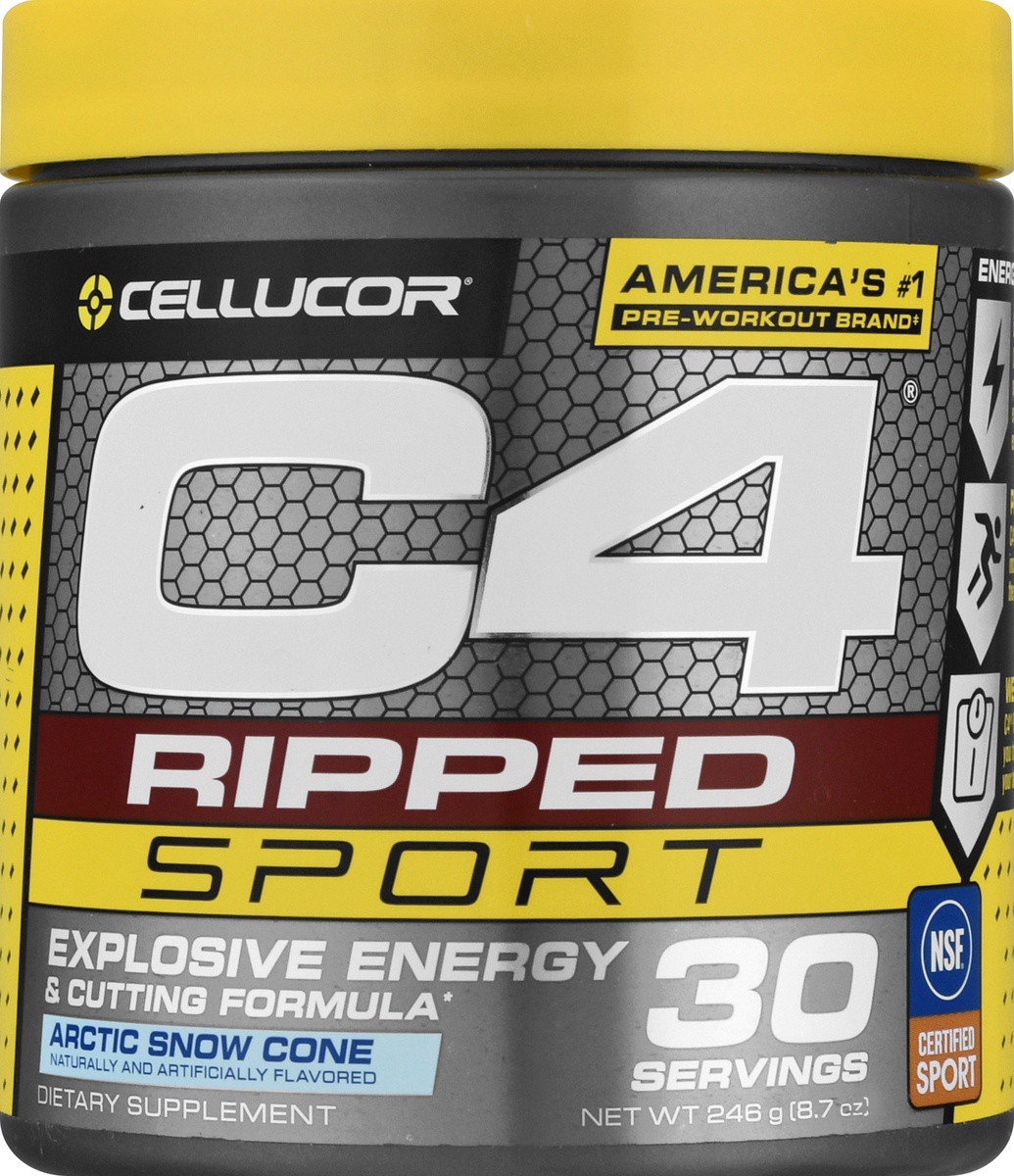 slide 6 of 9, Cellucor C4 Arctic Snow Cone Ripped Sport Pre-Workout, 8.68 oz