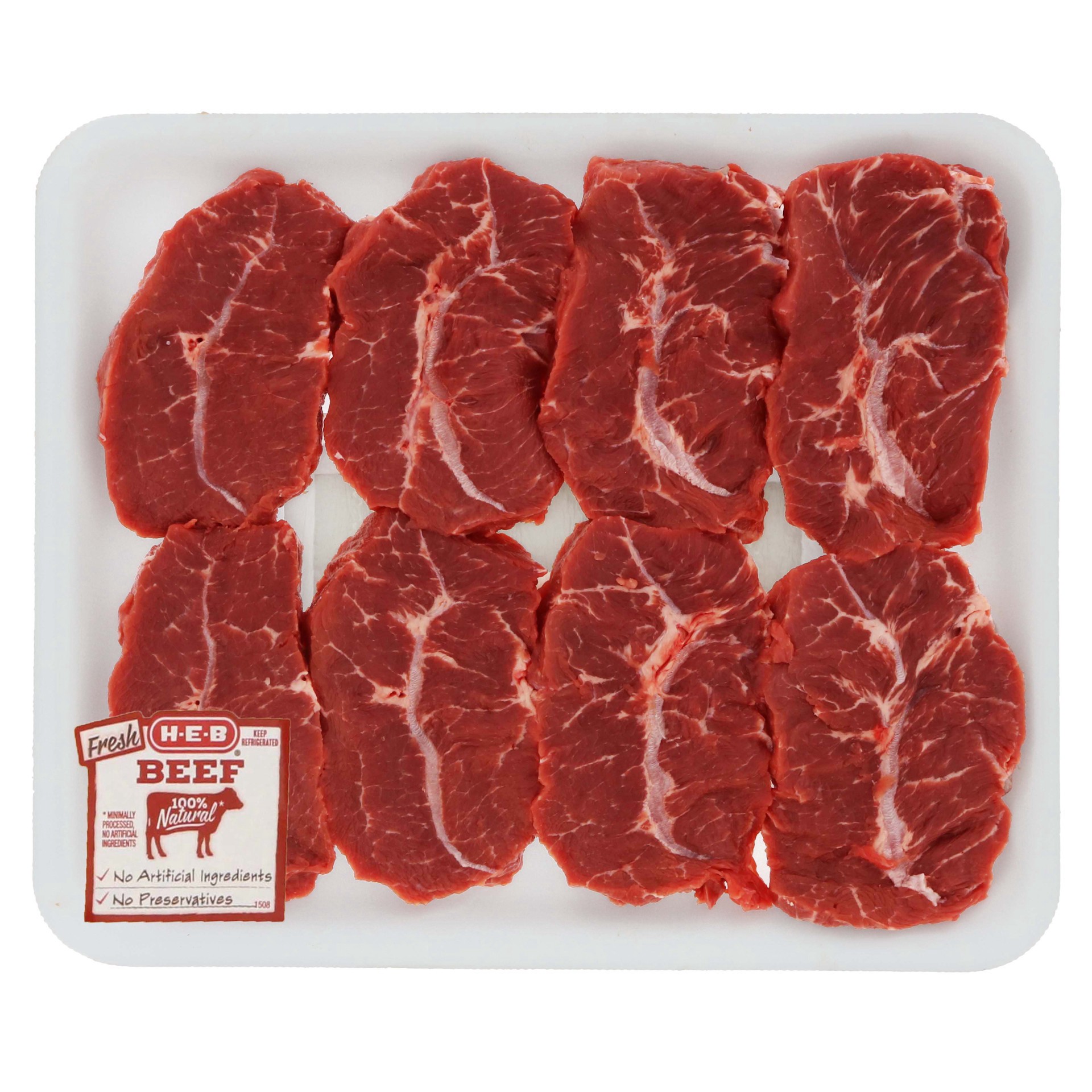 slide 1 of 1, H-E-B Beef Top Blade Steak Boneless Thin Value Pack USDA Select, 1 ct