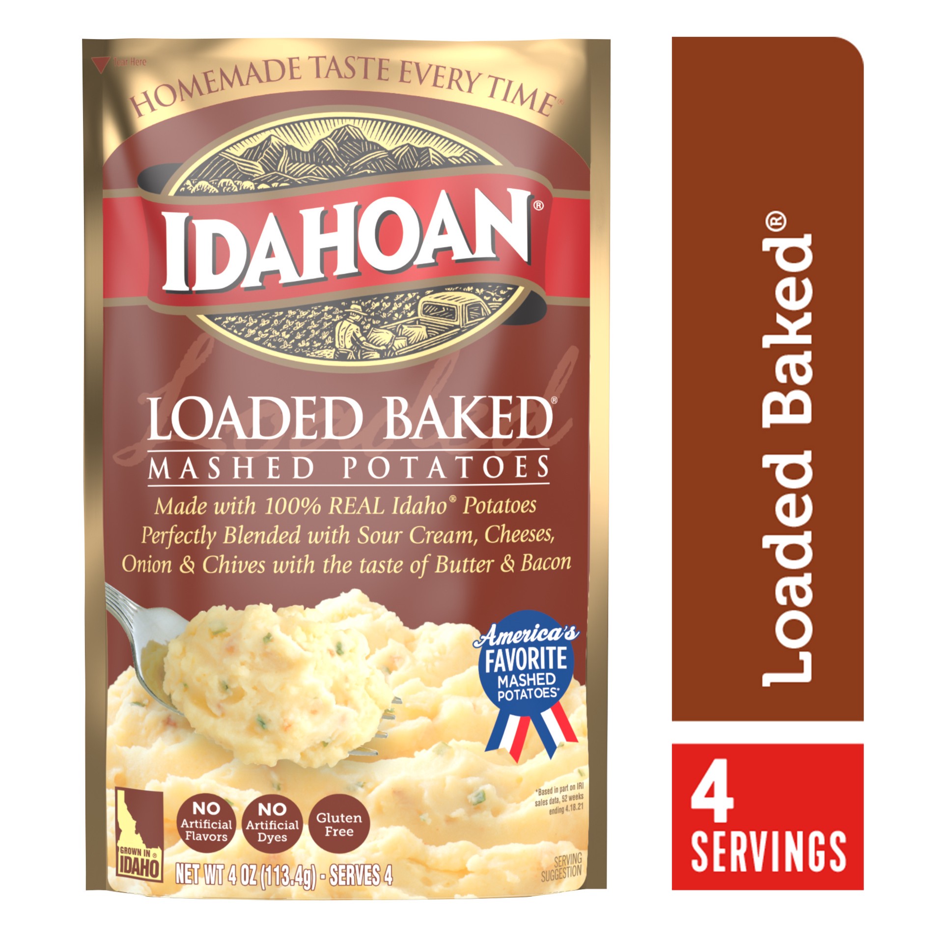slide 1 of 6, Idahoan Loaded Baked Mashed Potatoes 4 oz, 4 oz
