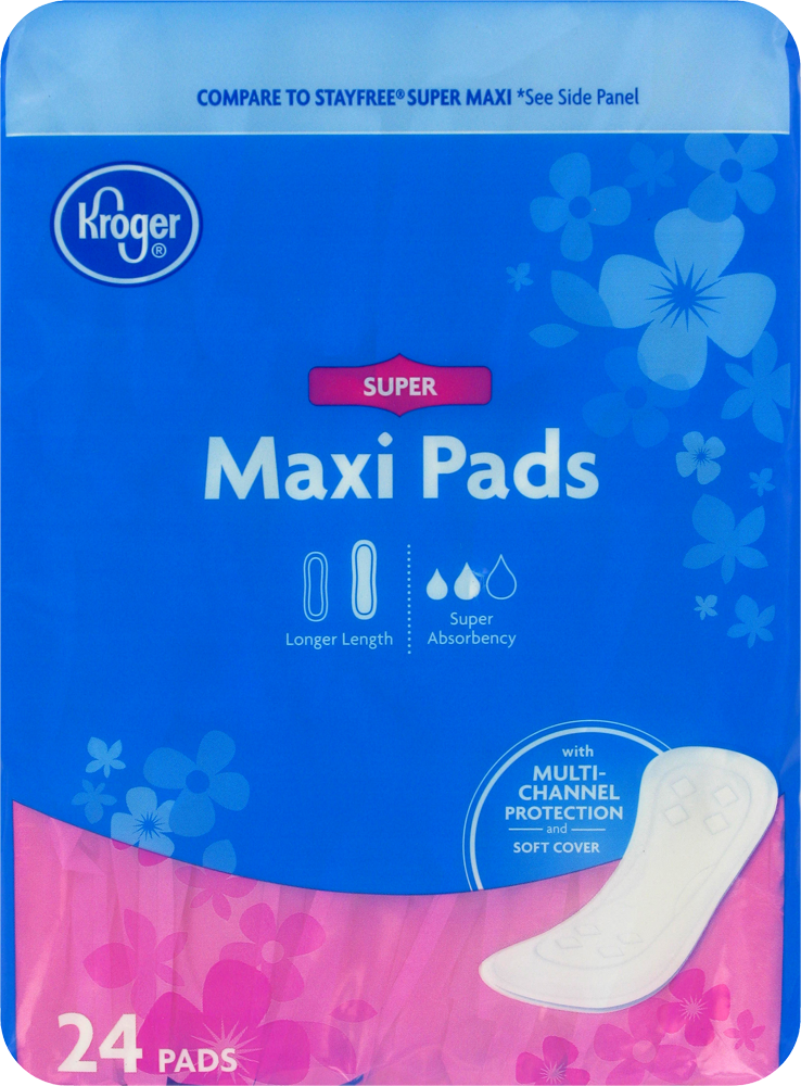 slide 1 of 1, Kroger Super Maxi Pads, 24 ct