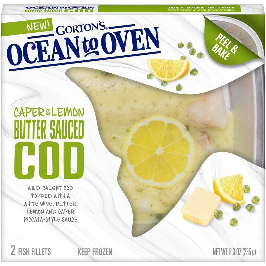 slide 1 of 1, Gorton's Ocean To Oven Caper & Lemon Butter Sauced Cod Fish Fillets, 8.3 oz