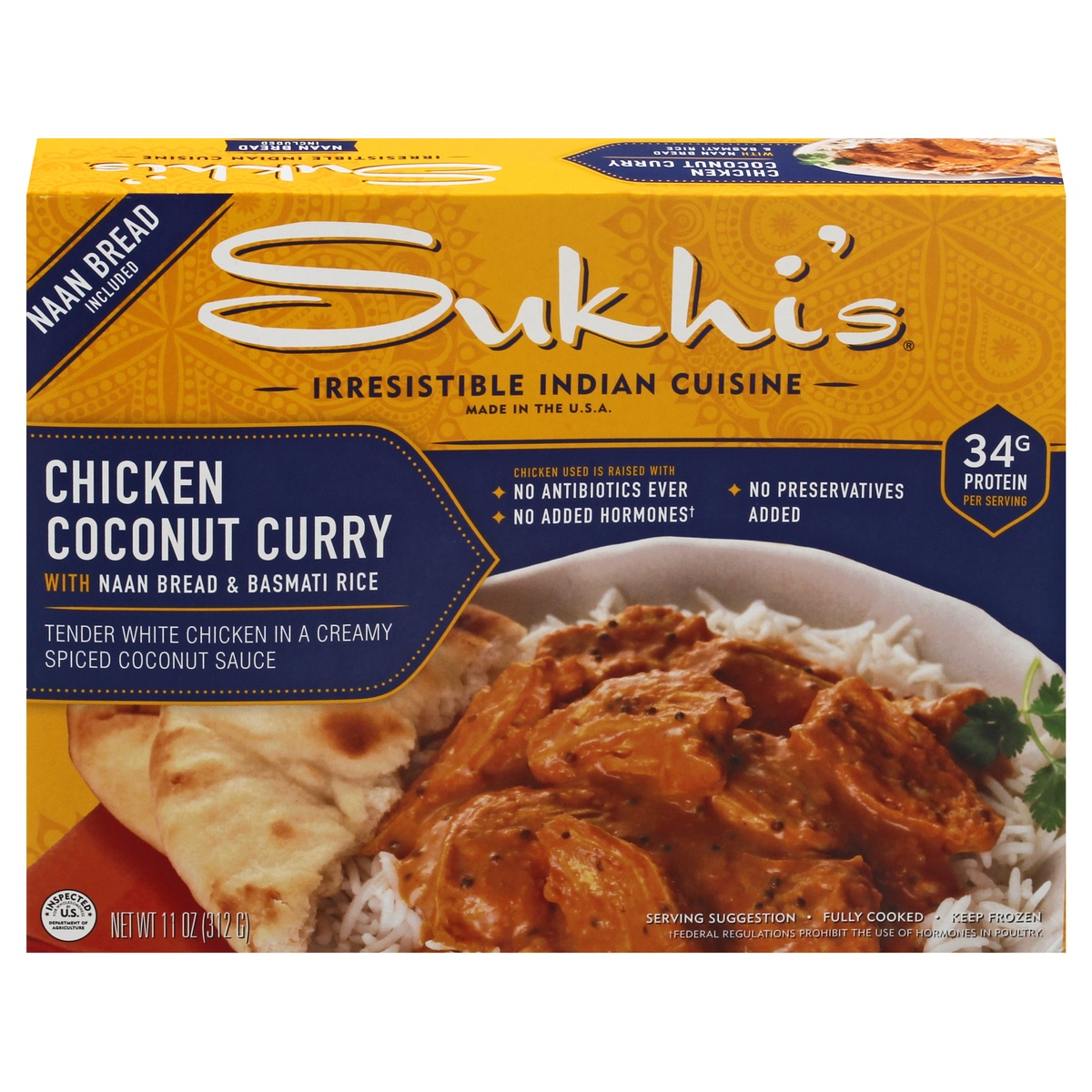 slide 1 of 1, Sukhi's with Naan Bread & Basmati Rice Chicken Coconut Curry 11 oz, 11 oz