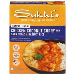 Sukhi's Chicken Coconut Curry with Naan Bread & Basmati Rice Frozen Meal, 11 oz