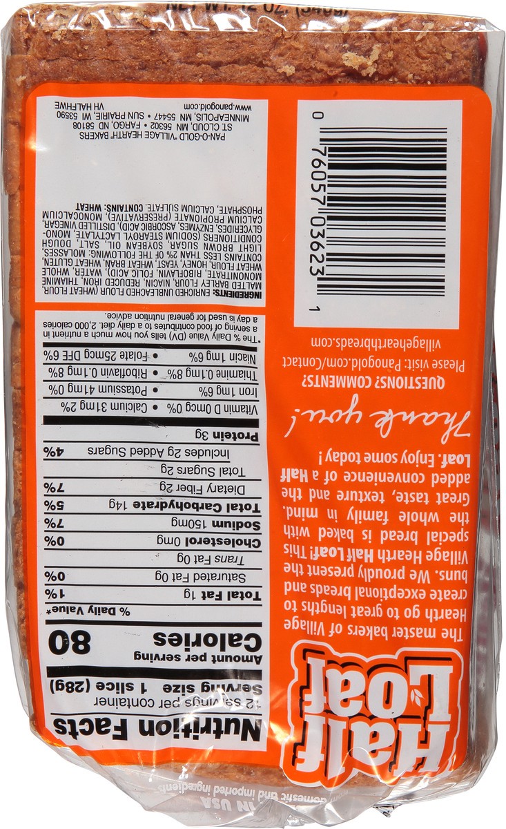 slide 10 of 12, Village Hearth Honey Wheat Bread Half Loaf 12 oz, 12 oz