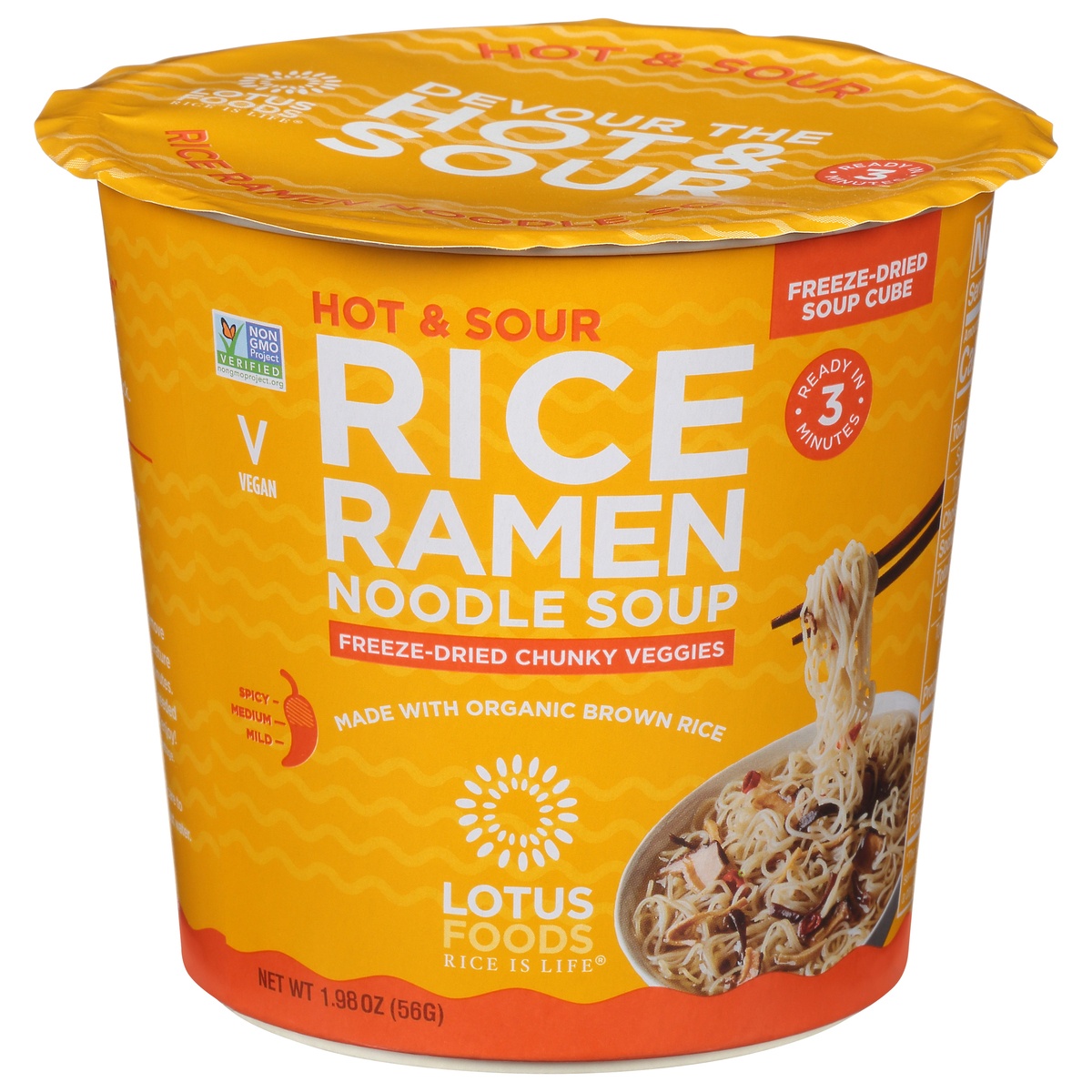 slide 1 of 1, Lotus Foods Rice Ramen Noodle Soup, Hot & Sour, Medium, 2.05 oz