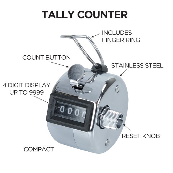 slide 2 of 3, Cosco Metal Handheld Tally Counter, 2""H X 1-1/2""W X 2""D, Silver, 1 ct