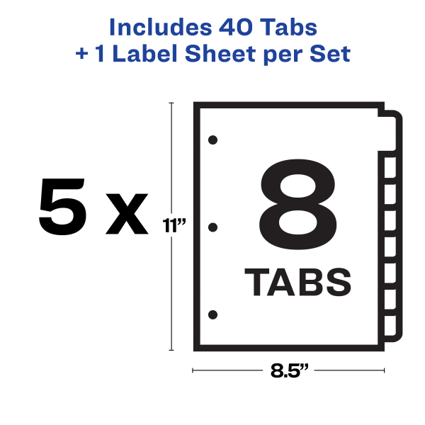 slide 3 of 6, Avery 8-Tab Print & Apply Clear Label Dividers, 5 ct