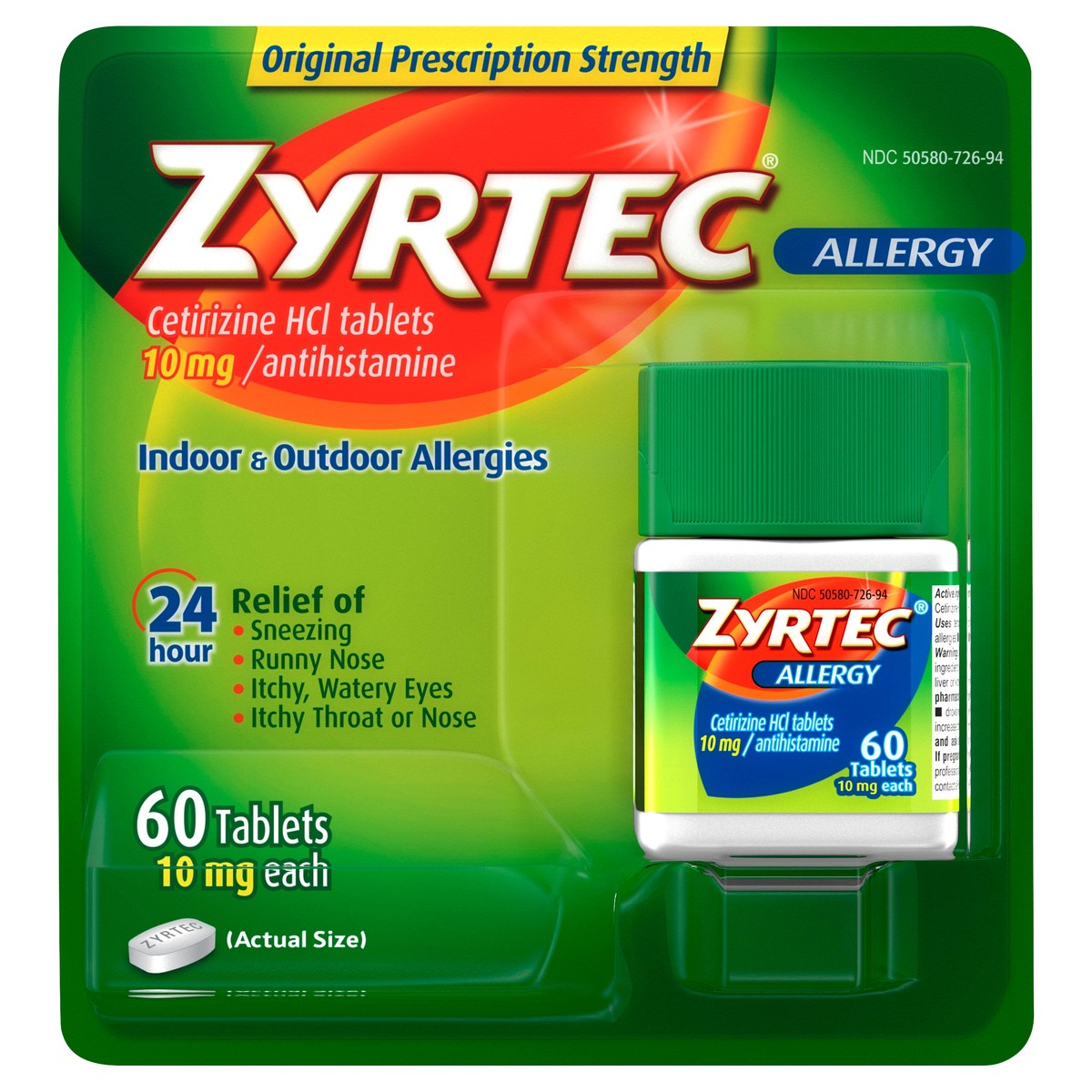 slide 1 of 9, Zyrtec Allergy Tablets, 60 ct