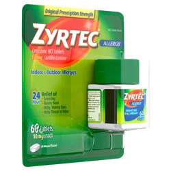 Zyrtec 24 Hour Allergy Relief Tablets with 10 mg Cetirizine HCl, 60 ct