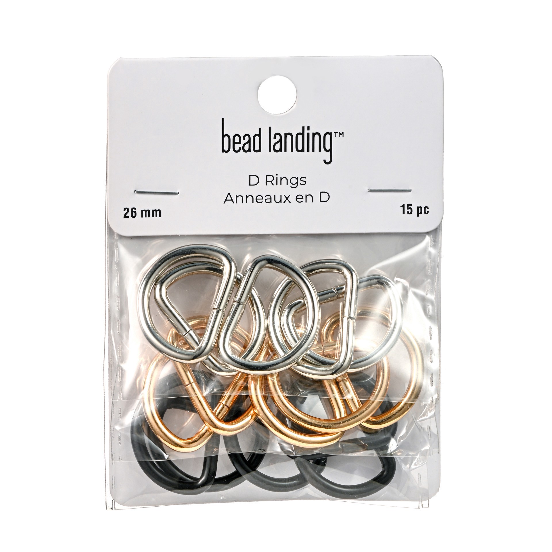 slide 3 of 3, 26mm Rhodium, Black & Gold, 15ct. By Bead Landing, 26mm