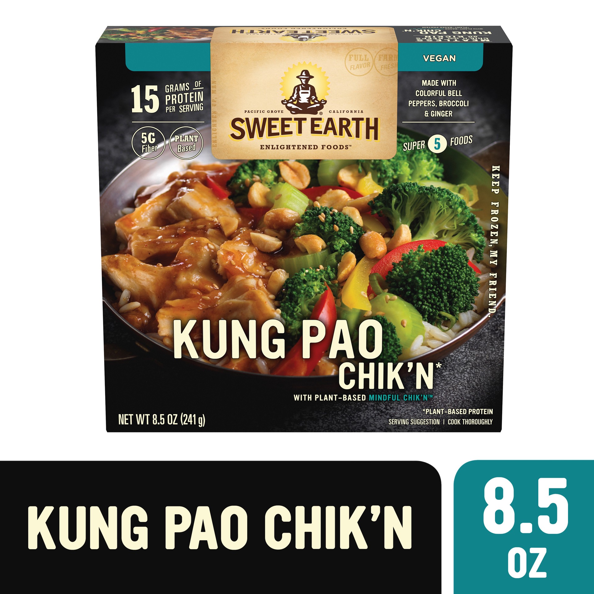 slide 1 of 1, Sweet Earth Kung Pao Chik'n Vegan Frozen Bowl 8.5 Oz - Meatless Plant Based Protein Vegan Frozen Food, 8.5 oz