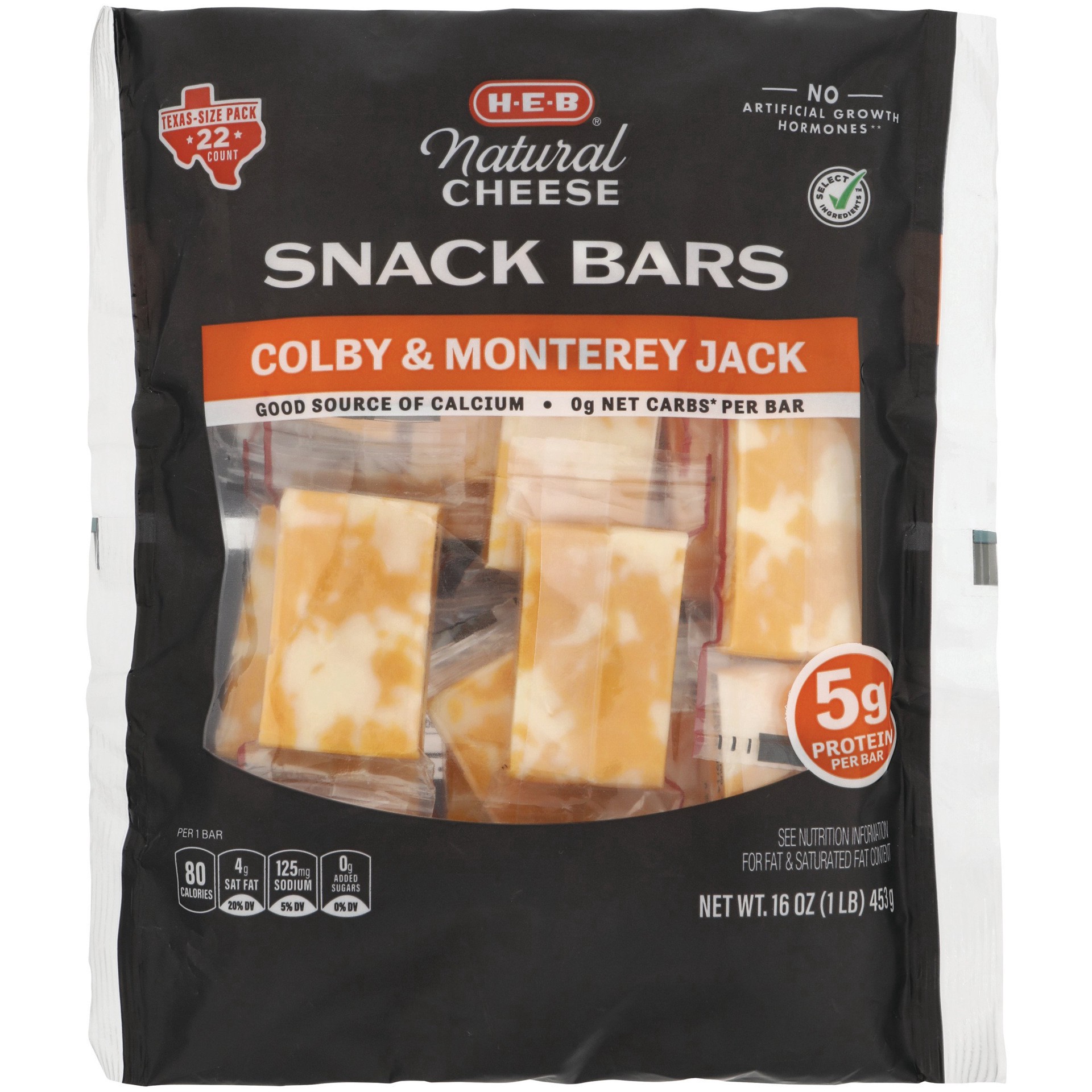 slide 1 of 1, H-E-B Colby & Monterey Jack Cheese Snack Bars - Texas-Size Pack, 22 ct, 22 ct