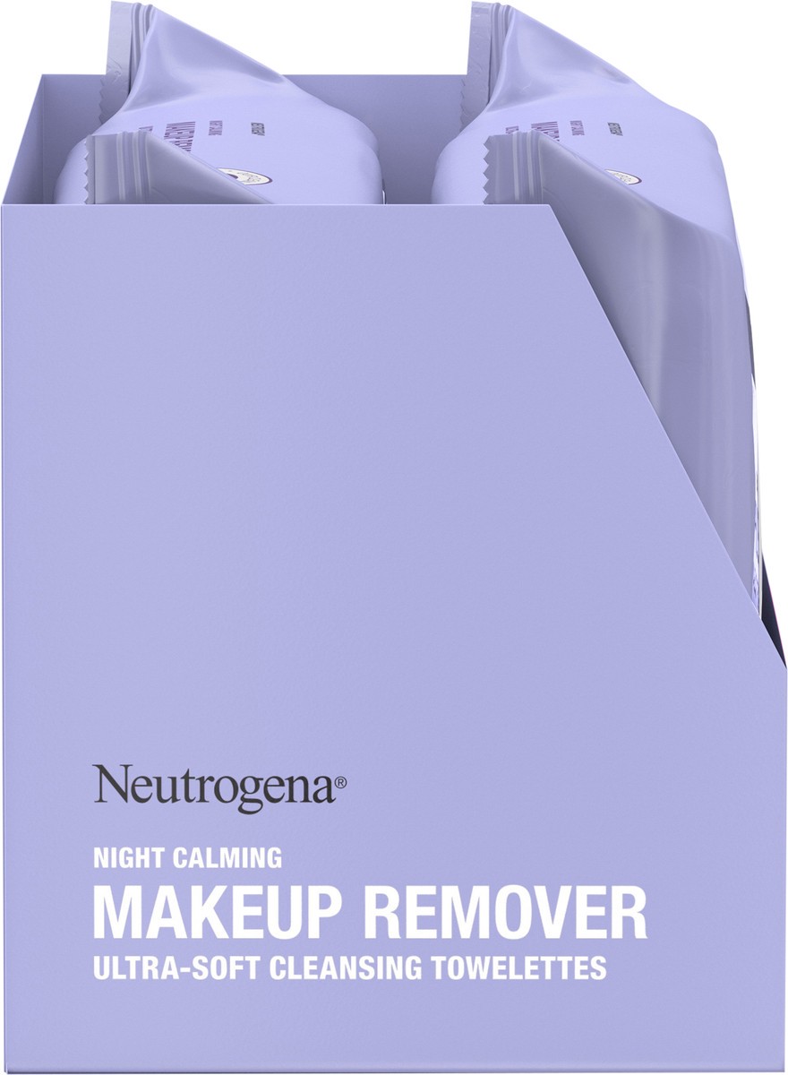 slide 6 of 7, Neutrogena Night Calming Makeup Remover Face Wipes, Nighttime Cleansing Towelettes Remove Sweat, Dirt & Makeup & Calms Skin, Hypoallergenic, 100% Plant Based Cloth, Twin Pack, 2 x 25 ct, 50 ct
