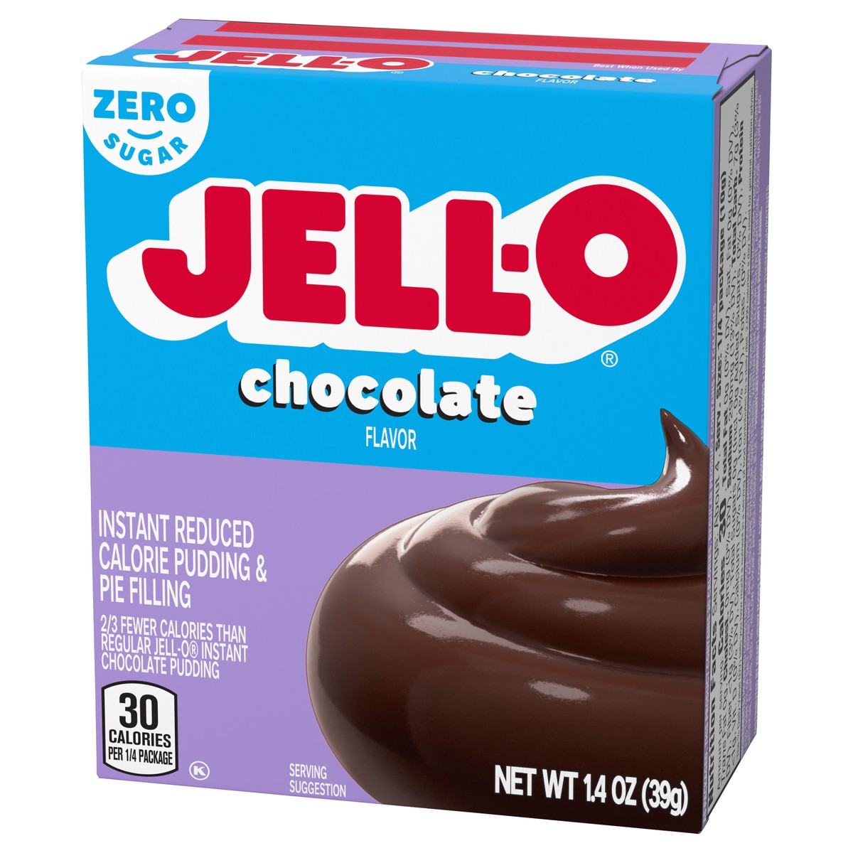 slide 2 of 9, Jell-O Chocolate Flavor Zero Sugar Instant Reduced Calorie Pudding & Pie Filling Mix, 1.4 oz Box, 1.4 oz