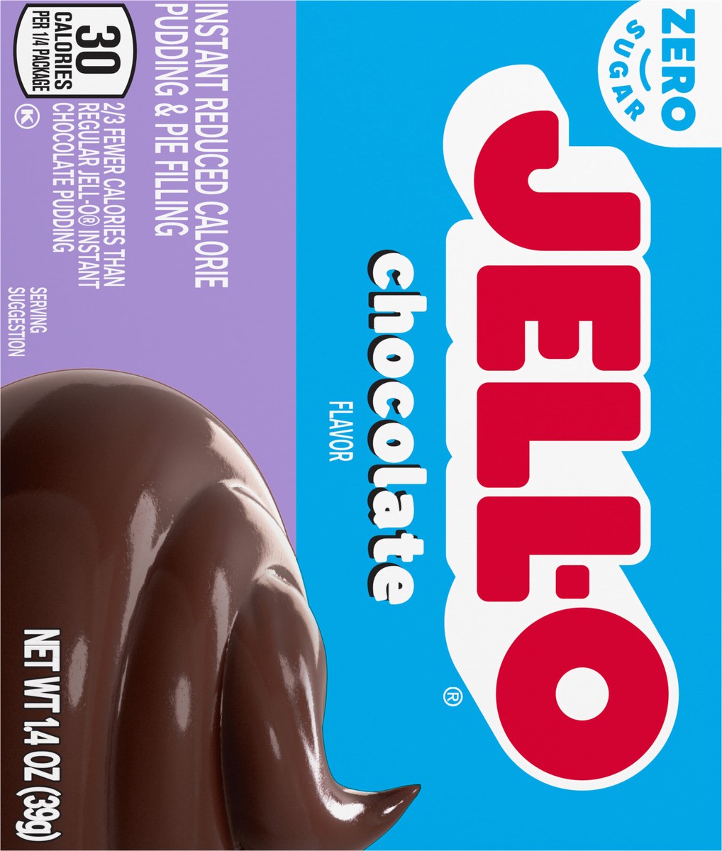 slide 3 of 9, Jell-O Chocolate Flavor Zero Sugar Instant Reduced Calorie Pudding & Pie Filling Mix, 1.4 oz Box, 1.4 oz