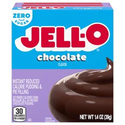 Jell-O Chocolate Flavor Zero Sugar Instant Reduced Calorie Pudding & Pie Filling Mix, 1.4 oz Box