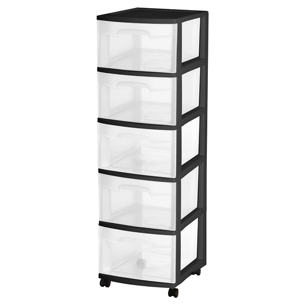 slide 1 of 1, Sterilite 5 Drawer Cart, Black, 1 ct