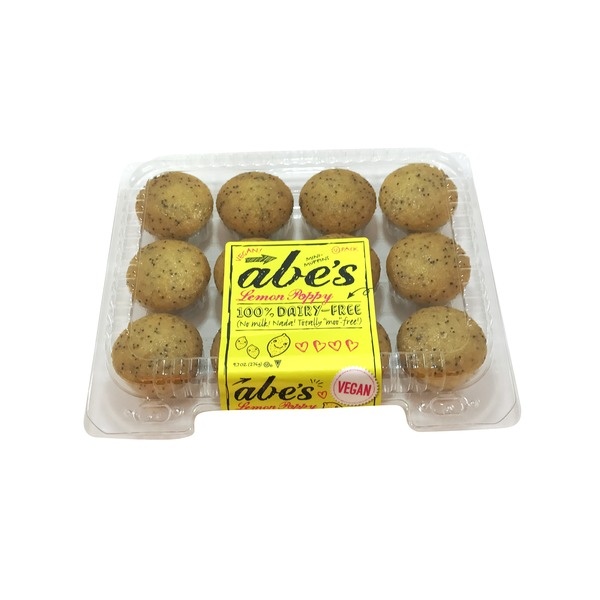 slide 1 of 1, Abe's Vegan Lemon Poppy Mini Muffins, 9.7 oz
