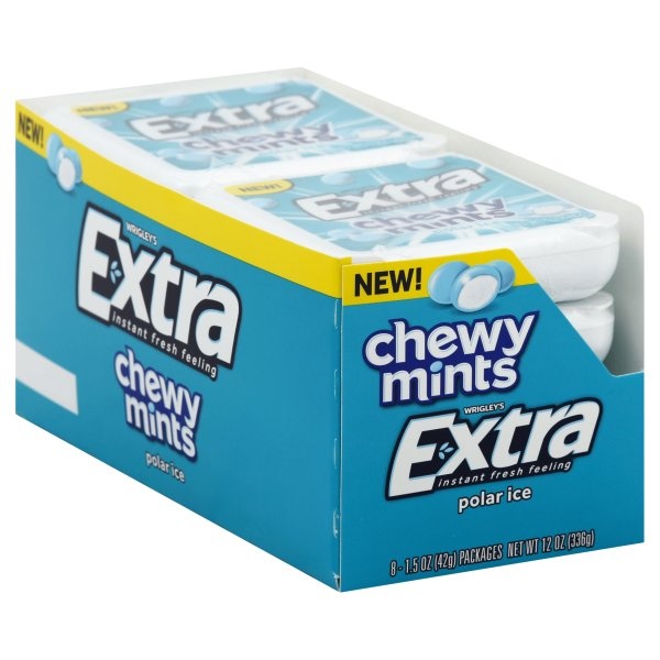 slide 1 of 1, Extra Chewy Mints Polar Ice, 8 ct