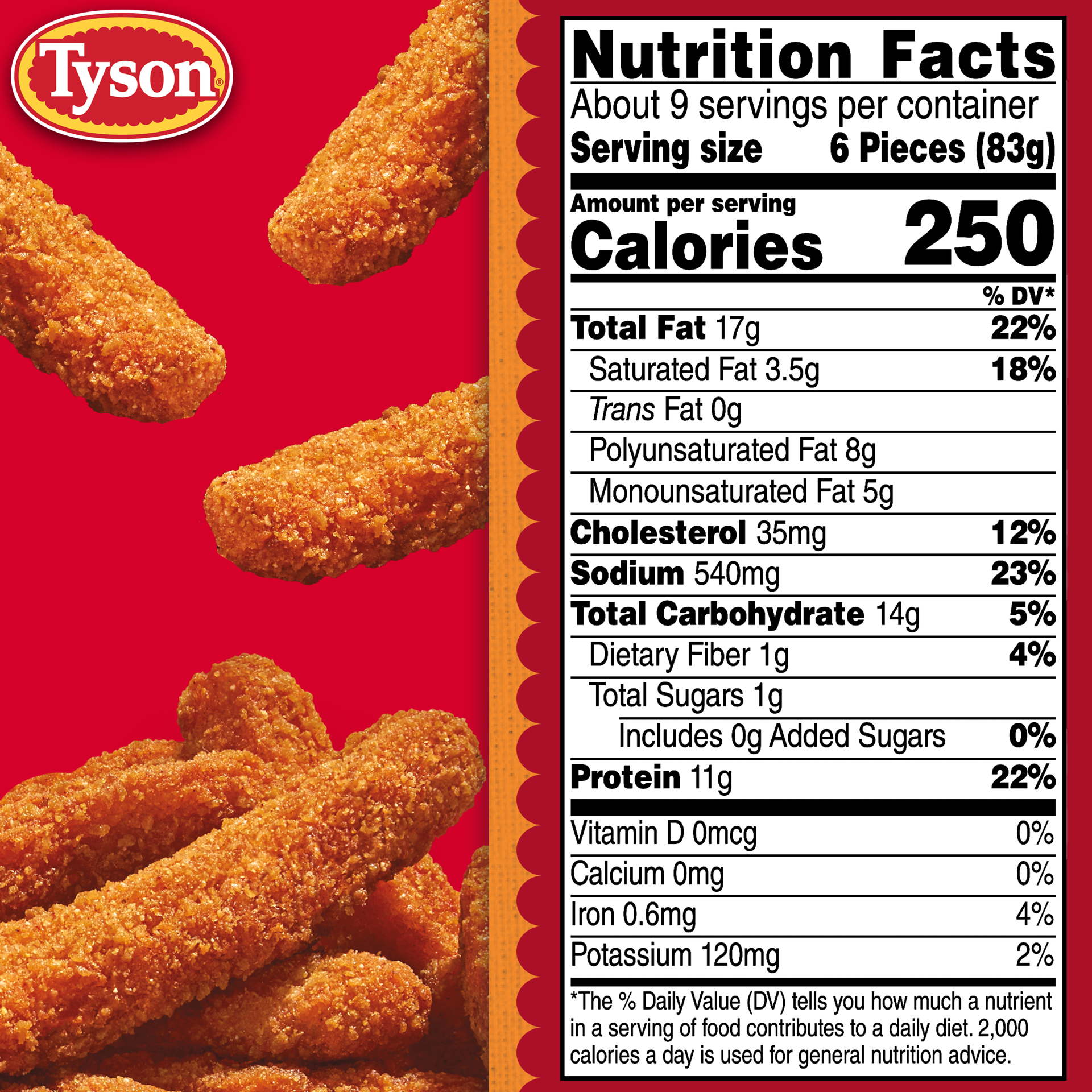 slide 4 of 10, Tyson Frozen Fired Up Chicken Fries, 26 oz, 26 oz
