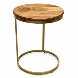 Haven + Key Allison Wood Top Accent Side Table