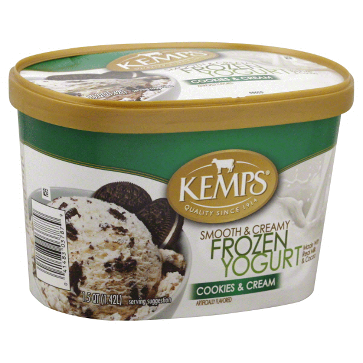 slide 1 of 1, Kemps Smooth & Creamy Cookies & Cream Frozen Yogurt, 1.5 qt