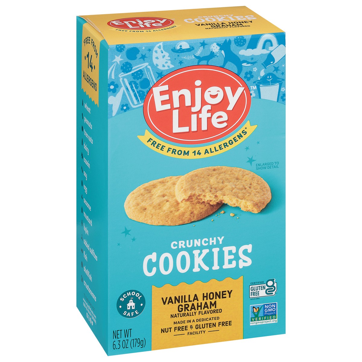 slide 4 of 9, Enjoy Life Crunchy Vanilla Honey Graham Cookies, 6.3 oz Box, 6.3 oz